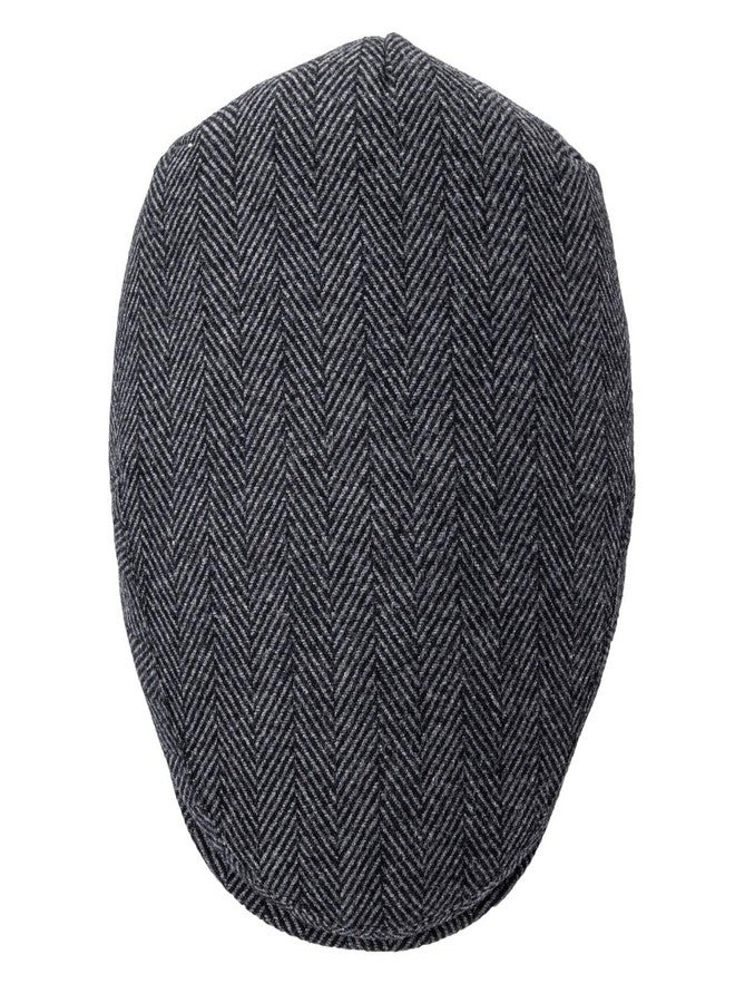 FEINION Men's Wool Tweed Newsboy Ivy Cap Gatsby Golf Flat Hat (Herringbone Grey, 7 1/4) - Image 5